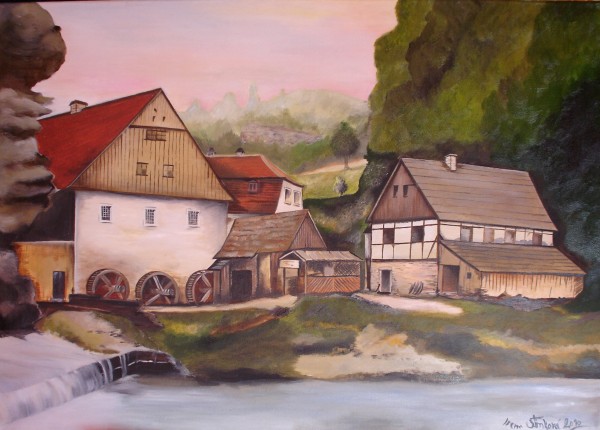 Dolský mlýn, olej n plátně 2010, dárek pro přátelé